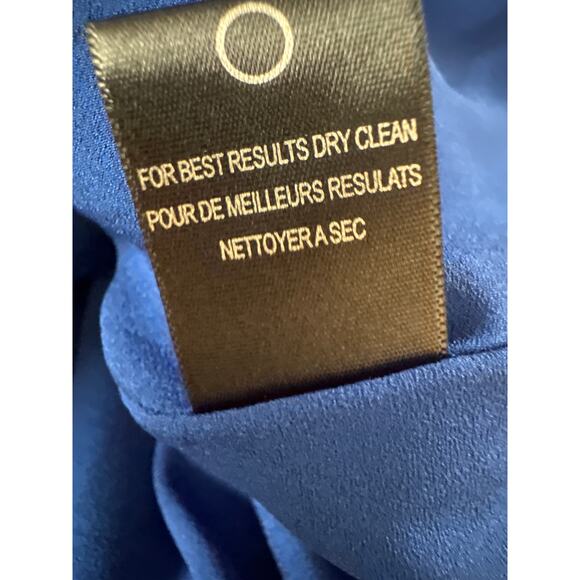 Halston Heritage Royal Blue Fit & Flare Dress, Size 6 Cotton Silk Blend, Elegant - Picture 6 of 8